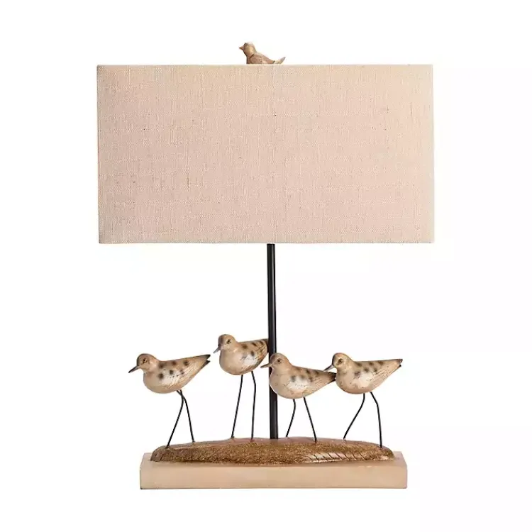 Table Lamps-Kirklands Home Shore Birds Hand Carved Table Lamp Tan