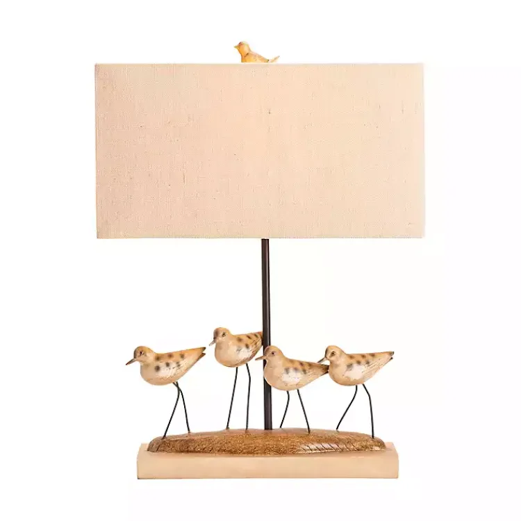 Table Lamps-Kirklands Home Shore Birds Hand Carved Table Lamp Tan