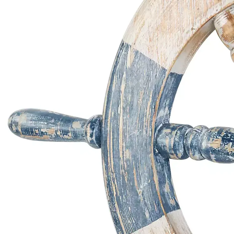 Wall Plaques-Kirklands Home Blue and White Ship Wheel Wall Plaque