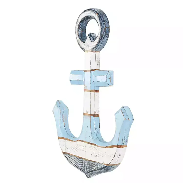 Wall Plaques-Kirklands Home Blue and White Anchor Wall Plaque