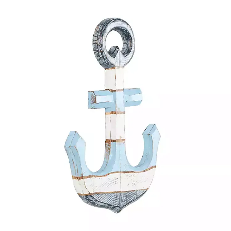Wall Plaques-Kirklands Home Blue and White Anchor Wall Plaque