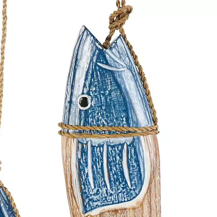 Wall Plaques-Kirklands Home Blue Wood Fish Hanging Wall Plaques, Set of 3