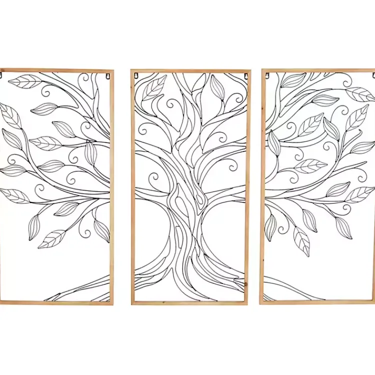 Wall Plaques-Kirklands Home Metal Wire Tree Panel Wall Plaques, Set of 3