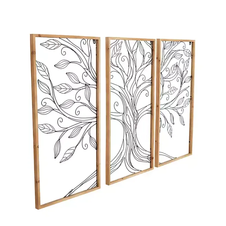 Wall Plaques-Kirklands Home Metal Wire Tree Panel Wall Plaques, Set of 3