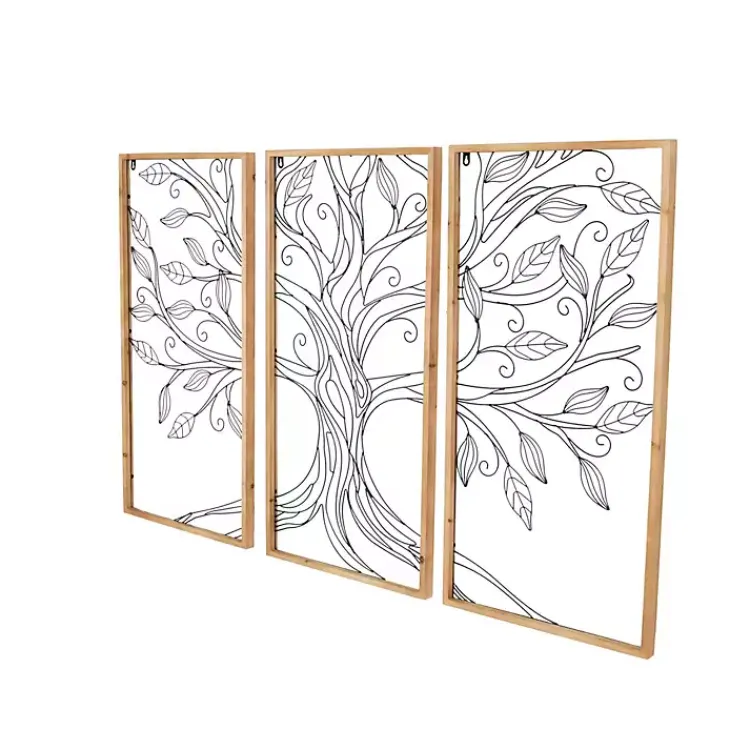 Wall Plaques-Kirklands Home Metal Wire Tree Panel Wall Plaques, Set of 3
