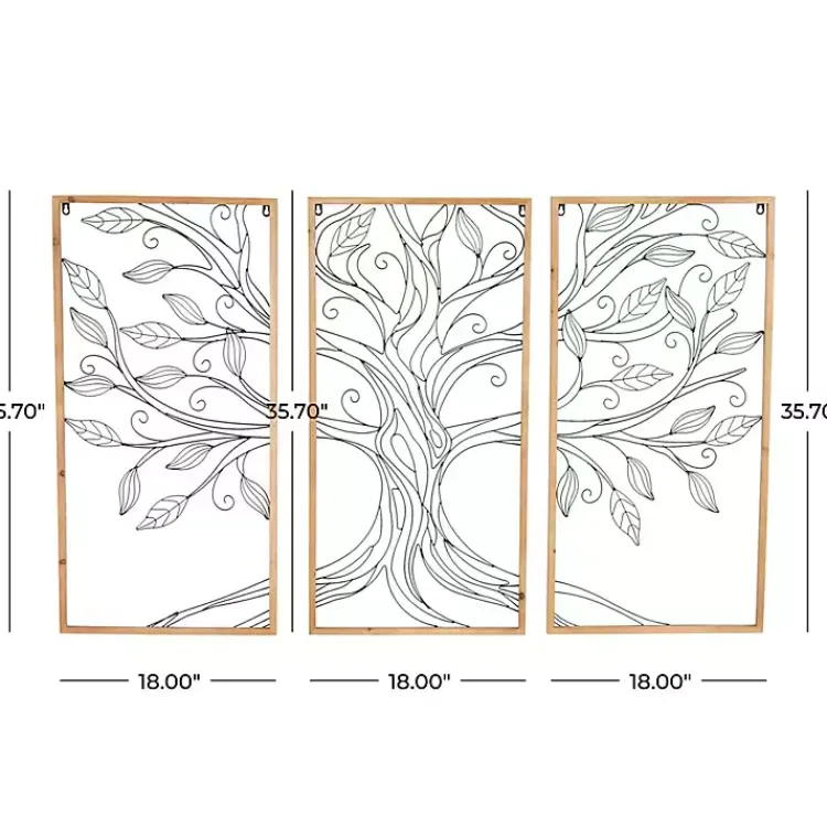 Wall Plaques-Kirklands Home Metal Wire Tree Panel Wall Plaques, Set of 3