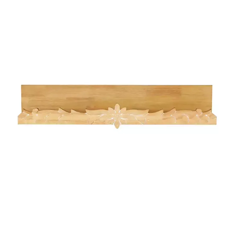 Shelves-Kirklands Home Floral Scroll Natural Wood Wall Shelf