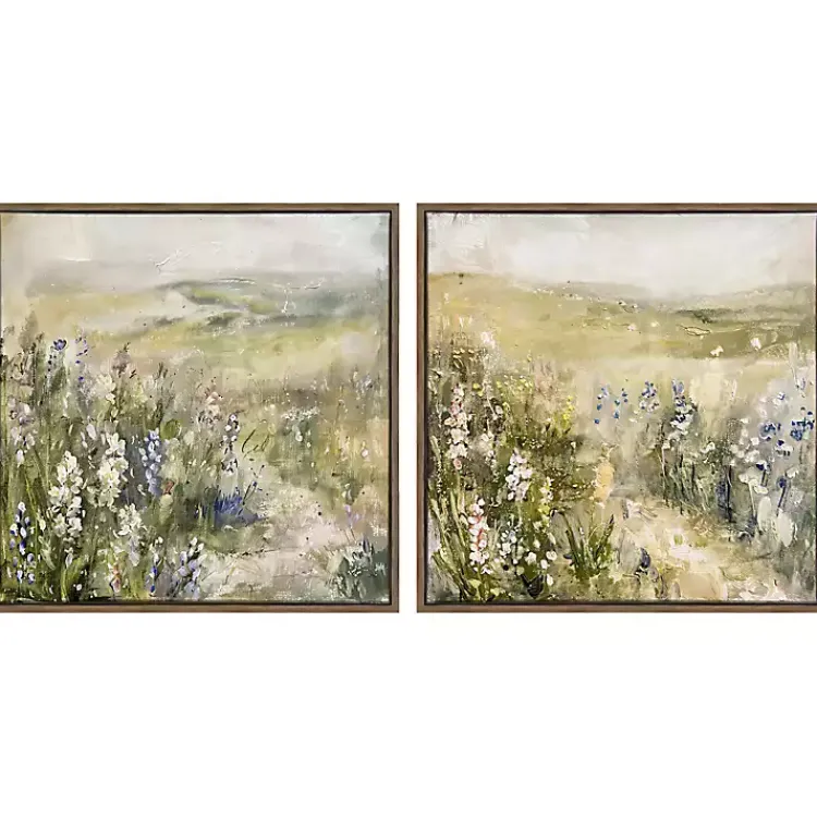 Canvas Art-Kirklands Home Floral Meadows Framed Canvas Art Prints, Set of 2 Green