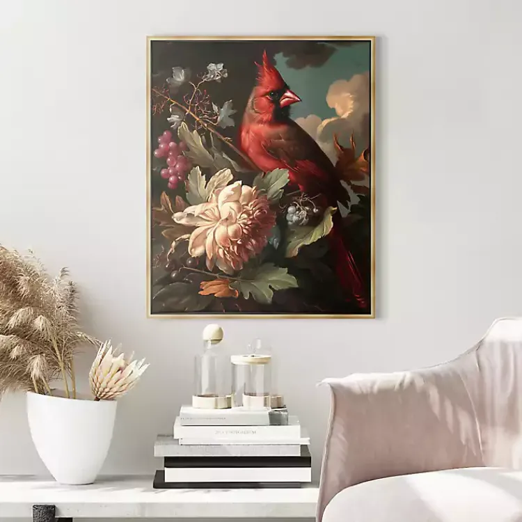 Canvas Art-Kirklands Home Cardinal Floral Dutch Framed Canvas Art Print