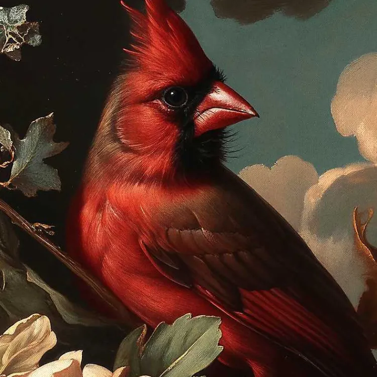 Canvas Art-Kirklands Home Cardinal Floral Dutch Framed Canvas Art Print