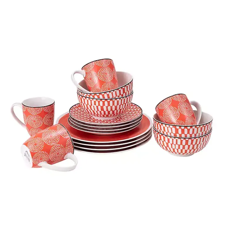 Dinnerware-Kirklands Home Opulent Stoneware 16-pc. Dinnerware Set Orange