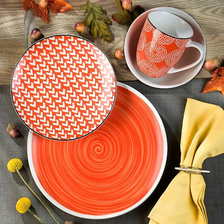 Dinnerware-Kirklands Home Opulent Stoneware 16-pc. Dinnerware Set Orange