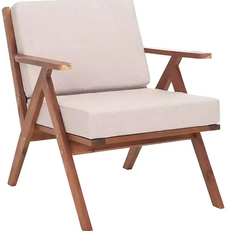 Outdoor Seating-Kirklands Home Upholstered Acacia Wood Outdoor Chair Gray