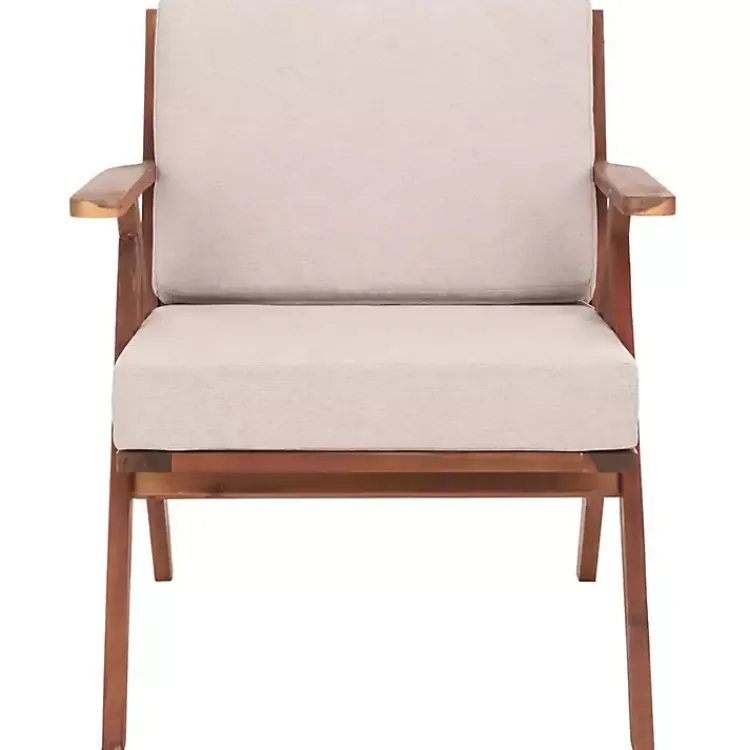 Outdoor Seating-Kirklands Home Upholstered Acacia Wood Outdoor Chair Gray