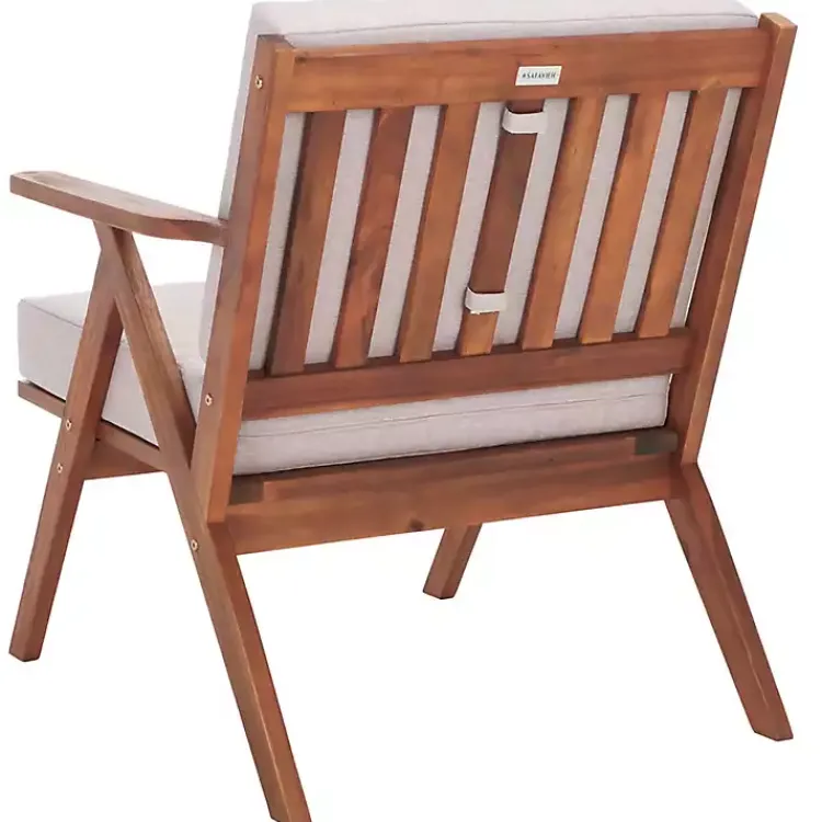 Outdoor Seating-Kirklands Home Upholstered Acacia Wood Outdoor Chair Gray