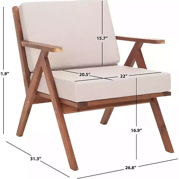 Outdoor Seating-Kirklands Home Upholstered Acacia Wood Outdoor Chair Gray