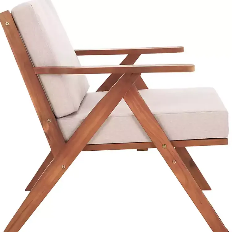 Outdoor Seating-Kirklands Home Upholstered Acacia Wood Outdoor Chair Gray