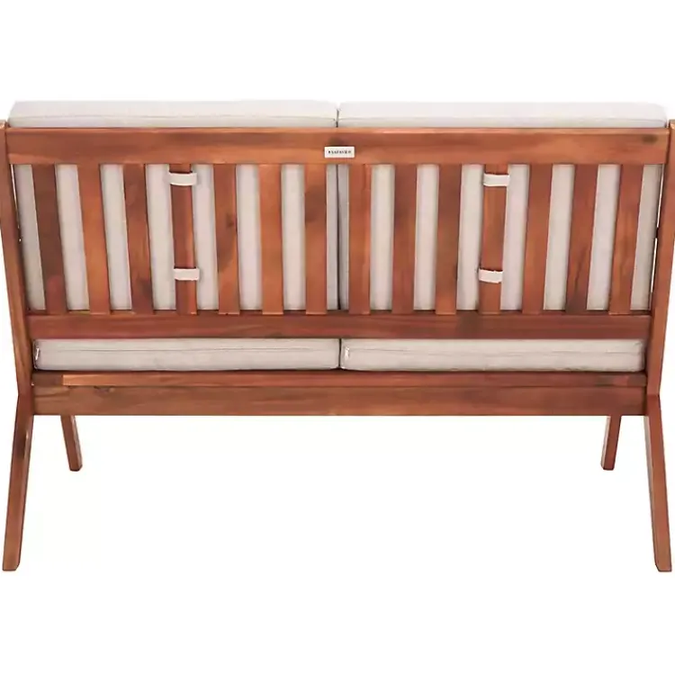 Outdoor Seating-Kirklands Home Upholstered Acacia Wood Outdoor Loveseat Gray