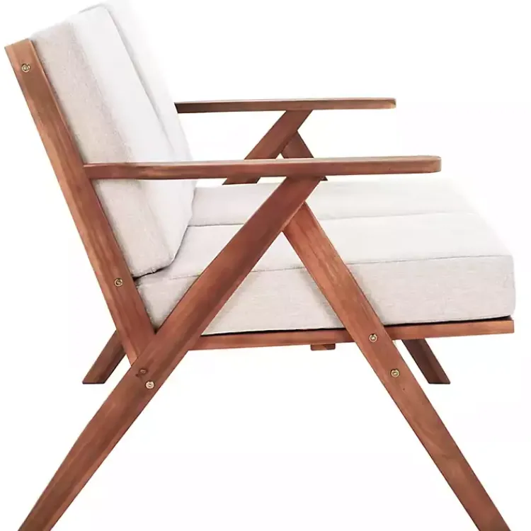 Outdoor Seating-Kirklands Home Upholstered Acacia Wood Outdoor Loveseat Gray