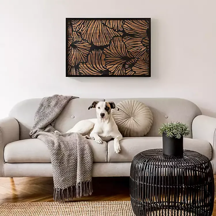 Wall Plaques-Kirklands Home Black and Natural Wood Botanical Wall Plaque