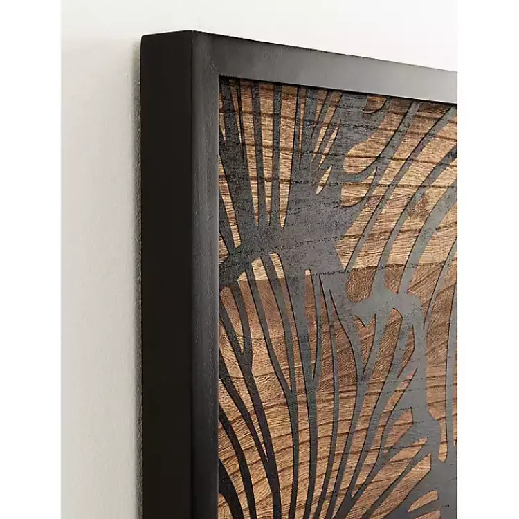 Wall Plaques-Kirklands Home Black and Natural Wood Botanical Wall Plaque