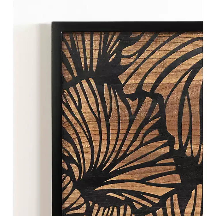 Wall Plaques-Kirklands Home Black and Natural Wood Botanical Wall Plaque