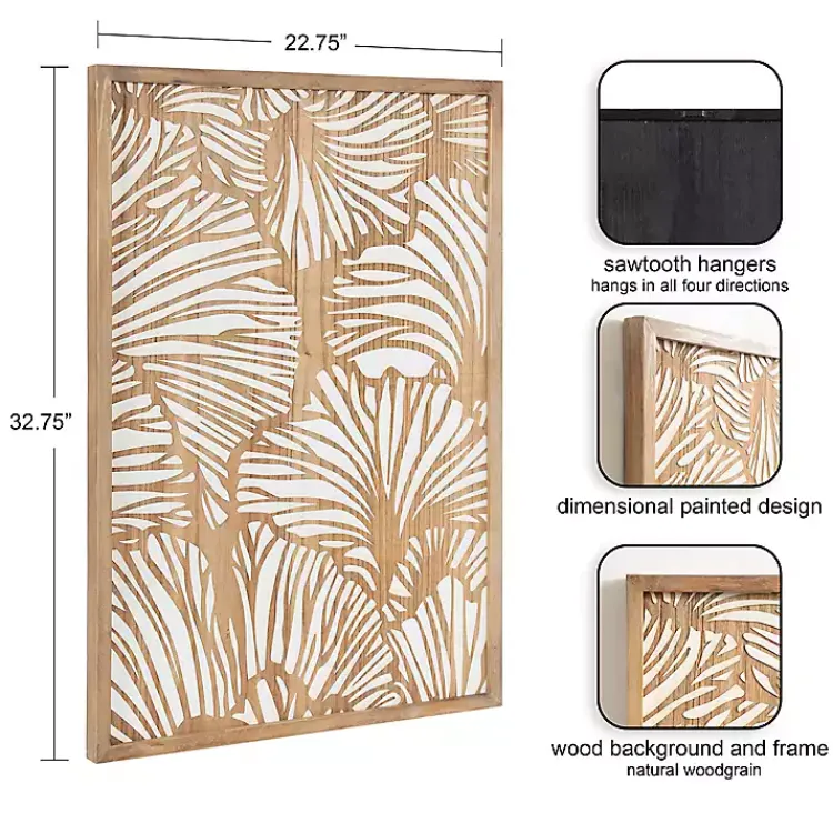 Wall Plaques-Kirklands Home White and Rustic Wood Botanical Wall Plaque