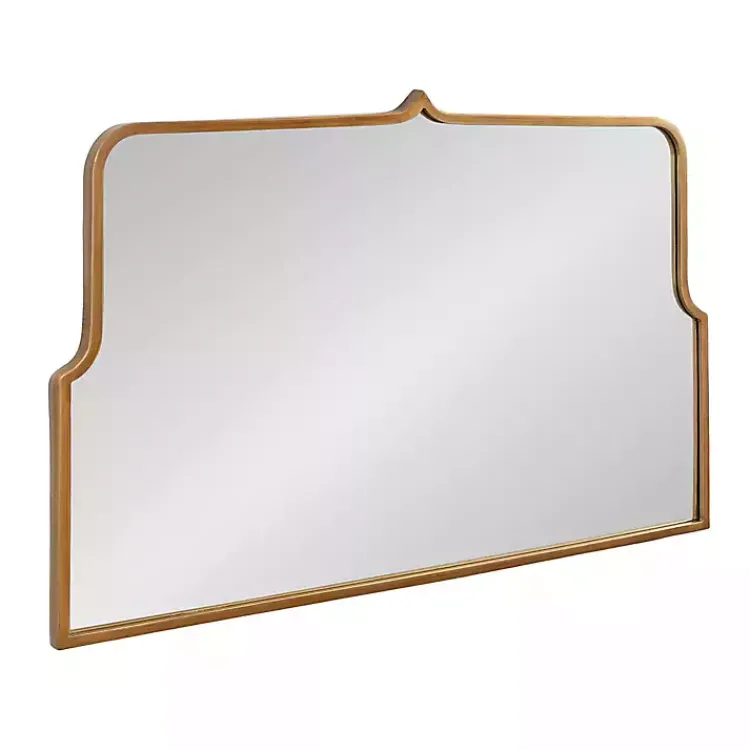 Decorative Mirrors-Kirklands Home Antique Gold Metal Wide Arched Wall Mirror