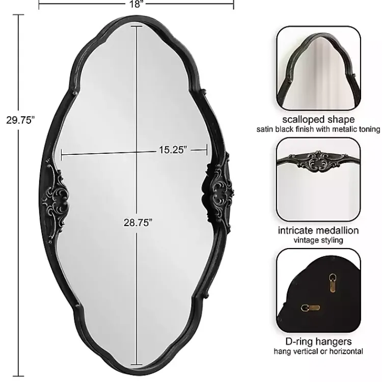 Decorative Mirrors-Kirklands Home Black Novella Baroque Wall Mirror