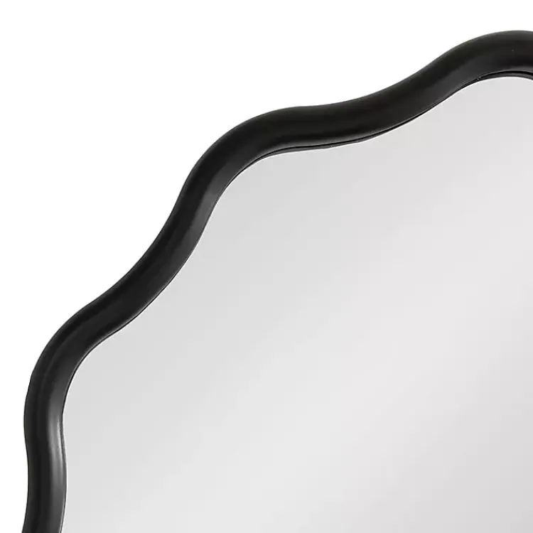 Decorative Mirrors-Kirklands Home Wavy Scallop Round Wall Mirror Black