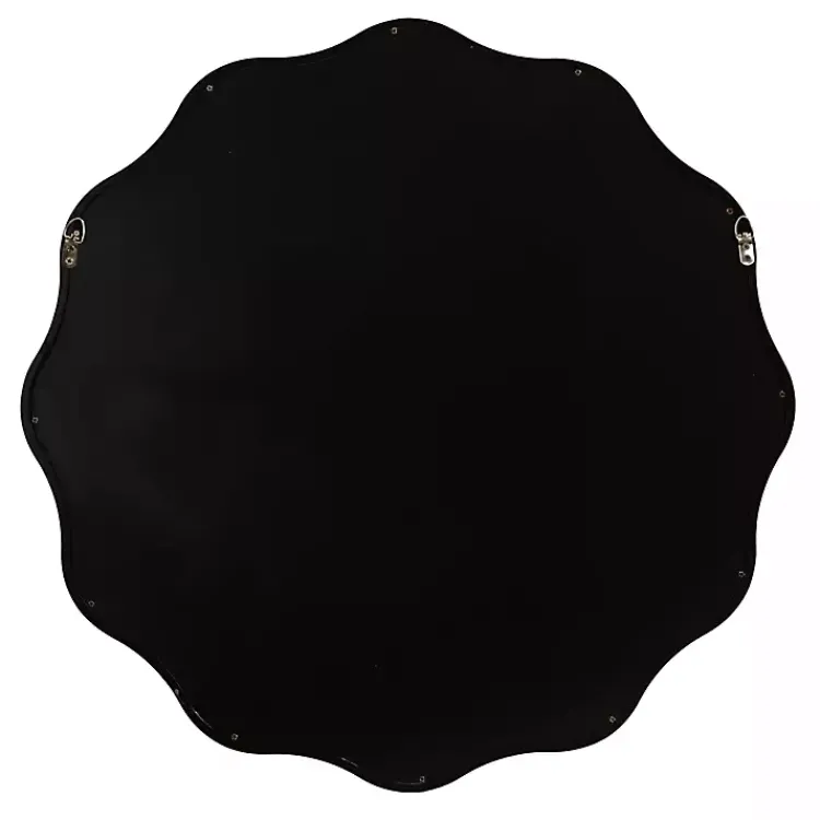 Decorative Mirrors-Kirklands Home Wavy Scallop Round Wall Mirror Black