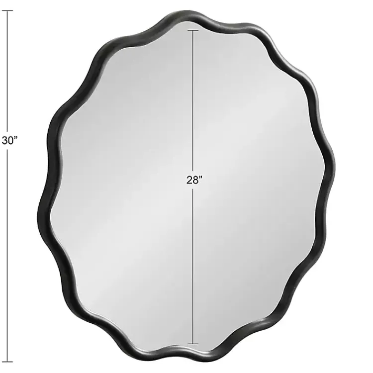 Decorative Mirrors-Kirklands Home Wavy Scallop Round Wall Mirror Black