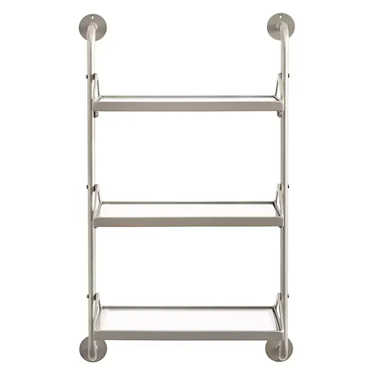 Shelves-Kirklands Home Metal and Glass 3-Tier Wall Shelf Silver