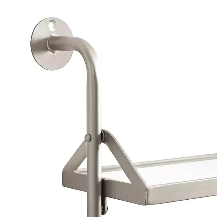 Shelves-Kirklands Home Metal and Glass 3-Tier Wall Shelf Silver