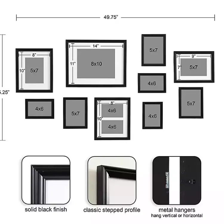 Gallery Wall Frames-Kirklands Home Glam Black 10-pc. Gallery Wall Frame Set