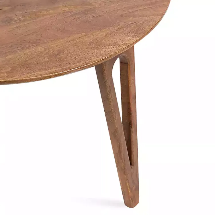 Coffee Tables-Kirklands Home Walnut Mango Wood Round Kershaw Coffee Table Brown