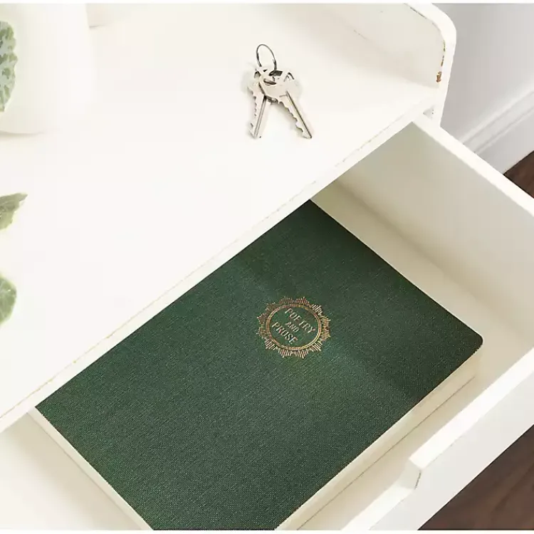 Accent & End Tables-Kirklands Home Distressed Drawer Kitt Floating Side Table White