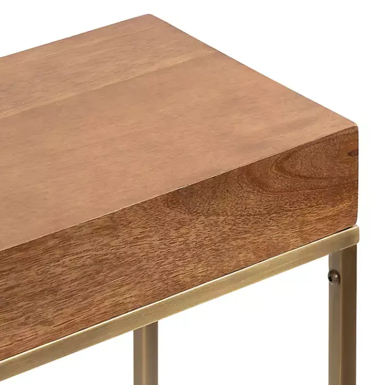 Accent & End Tables-Kirklands Home Mango Wood & Slim Karlsen Accent Table Gold