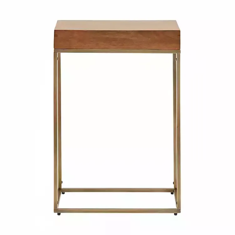 Accent & End Tables-Kirklands Home Mango Wood & Slim Karlsen Accent Table Gold