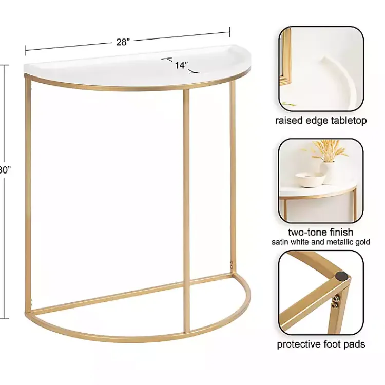Accent & End Tables-Kirklands Home & Gold Half Moon Dorrah Accent Table White