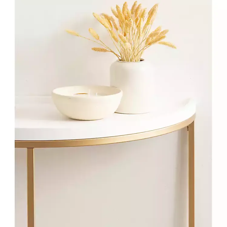 Accent & End Tables-Kirklands Home & Gold Half Moon Dorrah Accent Table White