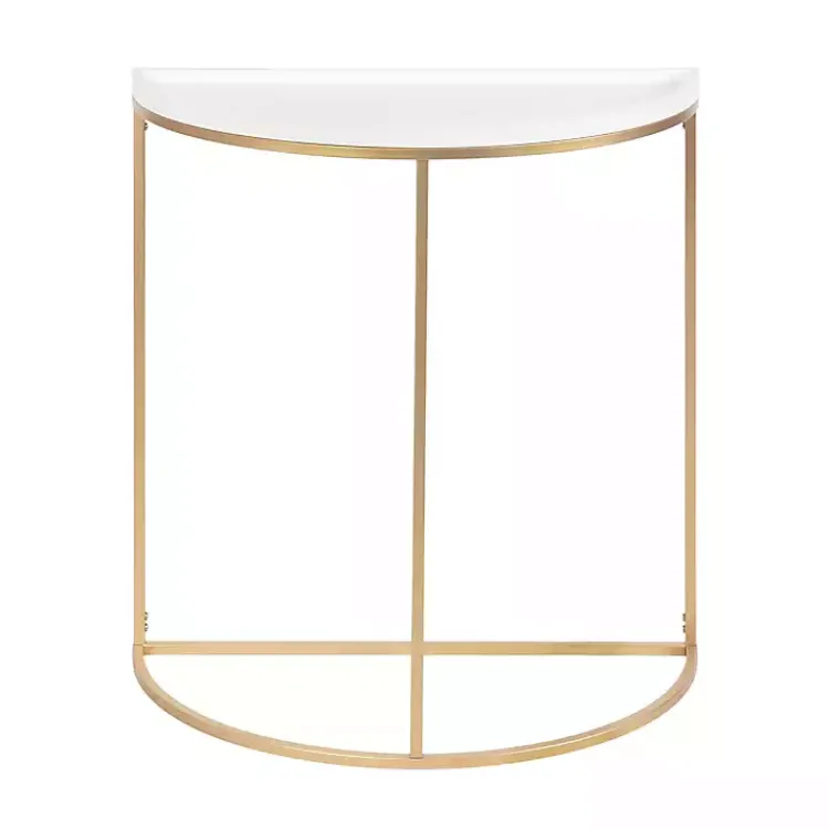 Accent & End Tables-Kirklands Home & Gold Half Moon Dorrah Accent Table White
