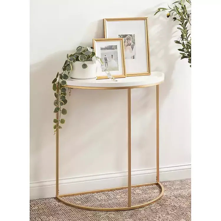 Accent & End Tables-Kirklands Home & Gold Half Moon Dorrah Accent Table White