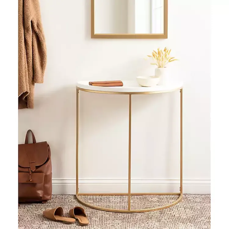 Accent & End Tables-Kirklands Home & Gold Half Moon Dorrah Accent Table White