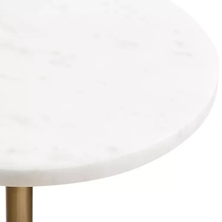 Accent & End Tables-Kirklands Home Antique Brass and Marble Adjustable Table White