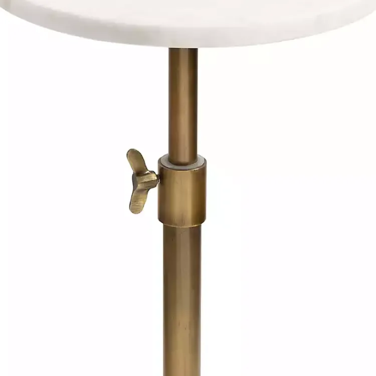 Accent & End Tables-Kirklands Home Antique Brass and Marble Adjustable Table White