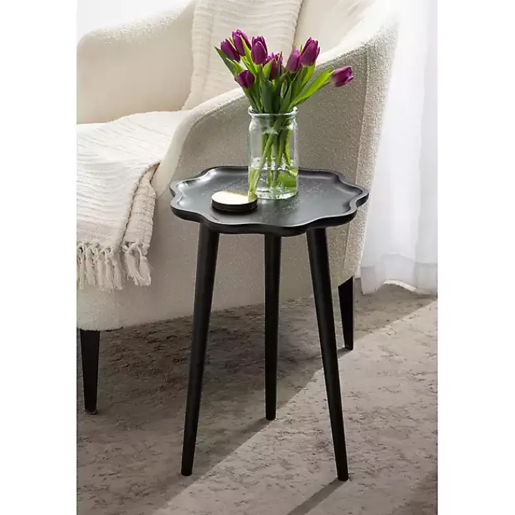 Accent & End Tables-Kirklands Home Wood Wavy Accent Table Black