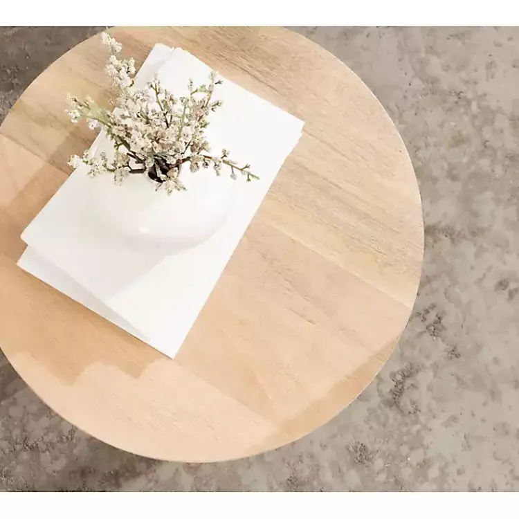 Accent & End Tables-Kirklands Home Natural Mango Wood Round Kershaw Accent Table Tan