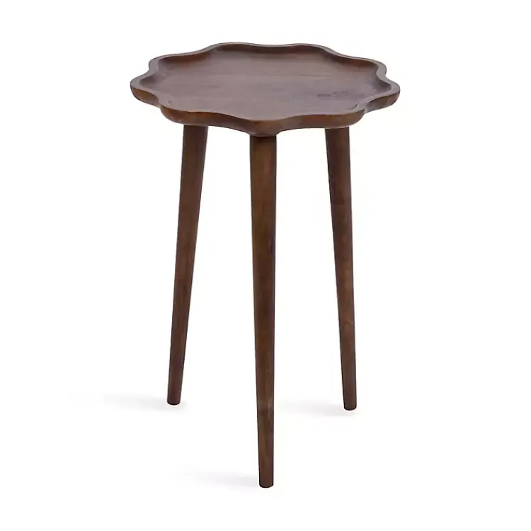 Accent & End Tables-Kirklands Home Walnut Wood Wavy Accent Table Brown