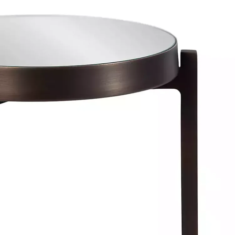 Accent & End Tables-Kirklands Home Dark Bronze Mirrored Tabletop Aguilar Drink Table Brown